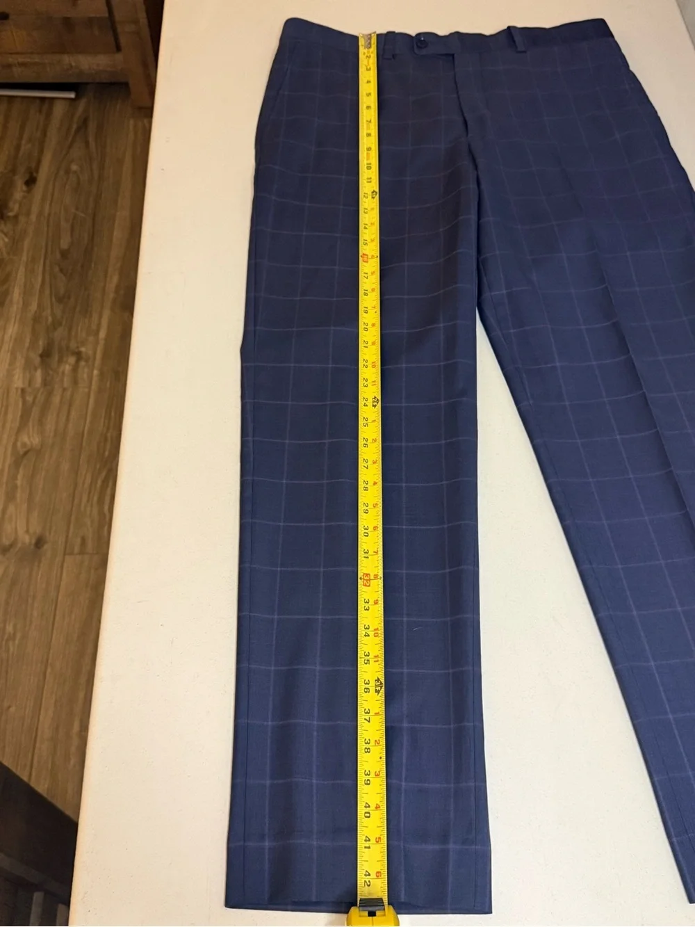 Aristo Eighteen Sterling Men’s 100% Wool Dress Pants Size 34 Navy Windowpane